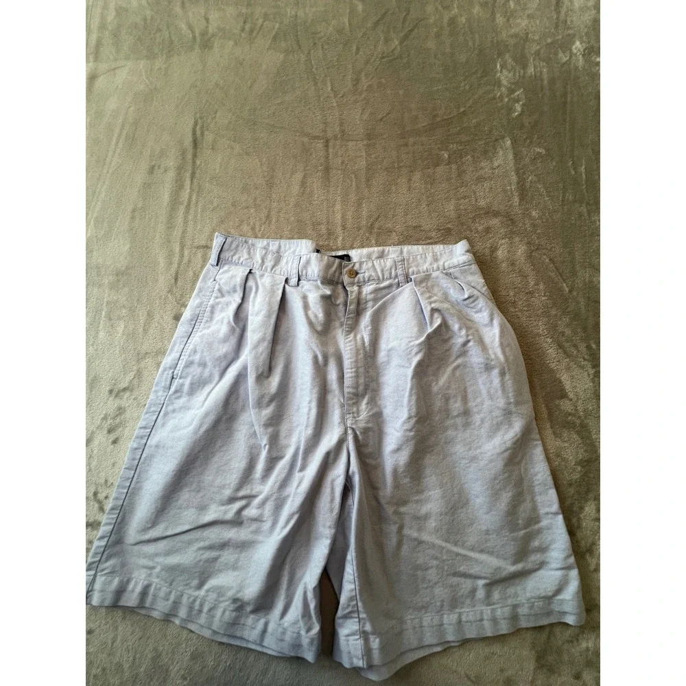 Polo Ralph Lauren Tyler Short Mens 35 Blue Pleated Cotton Oxford Shorts